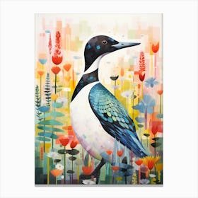 Bird Painting Collage Common Loon 2 Canvas Print