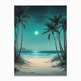 Tropical Beach At Night Canvas Print