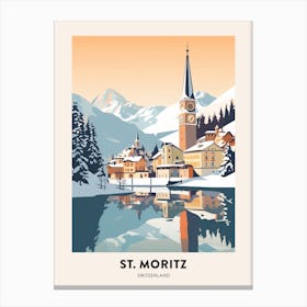 Vintage Winter Travel Poster St Moritz Switzerland 2 Canvas Print