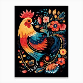 Folk Bird Illustration Chicken 5 Canvas Print