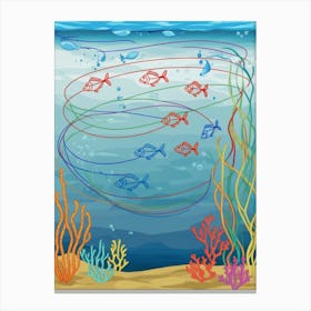 Fishes In The Sea Vector Canvas Print