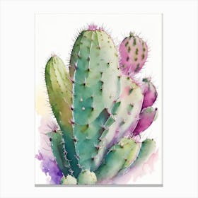 Prickly Pear Cactus Pastel Watercolour Canvas Print