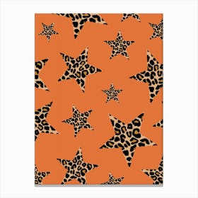 Leopard Print Stars on Orange Canvas Print