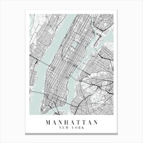 Manhattan New York Street Map Minimal Color Canvas Print