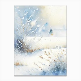 Snowflakes On A Field, Snowflakes, Storybook Watercolours 1 Canvas Print