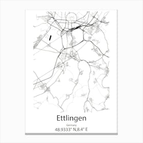 Ettlingen,Germany Minimalist Map Canvas Print