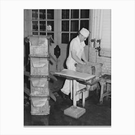 Lining Tub With Oiled Paper Before Packing Butter Into It, Dairymen S Cooperative Creamery, Caldwell Canvas Print