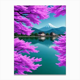 Pink Cherry Blossoms Cherry Blossoms Mount Fuji Japan 1 Canvas Print