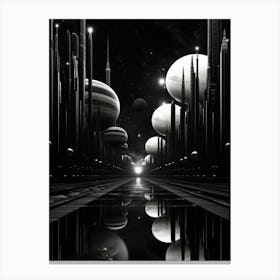 Parallel Universes Abstract Black And White 5 Canvas Print