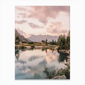 Sunset Over Alpine Lake Canvas Print