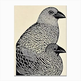 Cowbird 2 Linocut Bird Canvas Print