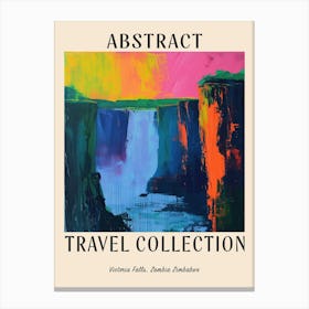 Abstract Travel Collection Poster Victoria Falls Zambia Zimbabwe 3 Canvas Print