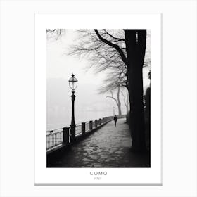Poster Of Como, Italy, Black And White Analogue Photography 1 Canvas Print