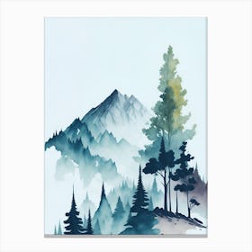 Mountain And Forest In Minimalist Watercolor Vertical Composition 175 Canvas Print