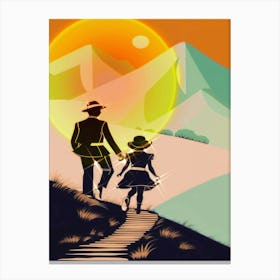 Couple Walking Down A Path Canvas Print