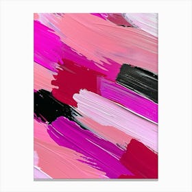 Abstract Background With Pink And Black Paint Strokes Canvas Print