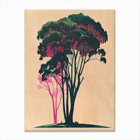 Mahogany Tree Colourful Illustration 4 Canvas Print