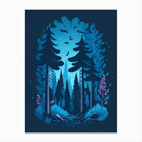 A Fantasy Forest At Night In Blue Theme 95 Canvas Print