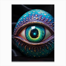 Alien Head With An Eye Having A Pupil Gazing Out From Within A Ufo Hyper Realistic Detailing In The Canvas Print