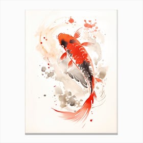 Japanese Koi Fish Sumi-e Canvas Print