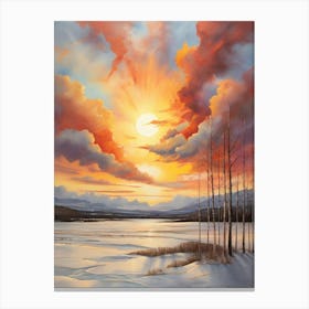 Sunset Over The Lake 1 Canvas Print