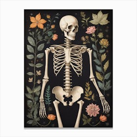 Botanical Skeleton Vintage Flowers Painting (45) Canvas Print