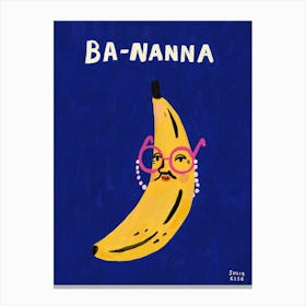 Banana Blue Painting Funny Pun Ba - Nanna Canvas Print