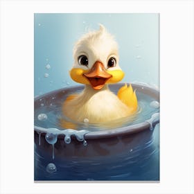 Cartoon Duckling In The Bath 2 Canvas Print