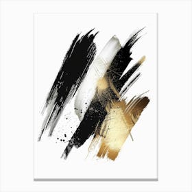 Black And Gold Brushstrokes 5 Canvas Print