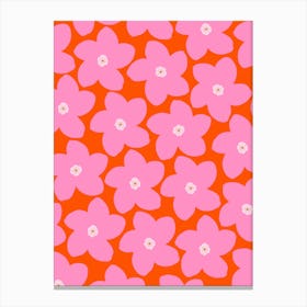 Retro Flower Orange And Pink Canvas Print