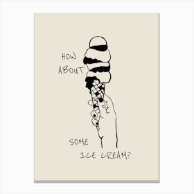 How About Some Ice Cream? Line Art Illustration Canvas Print