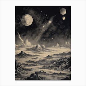 Moon And Solar System Canvas Print