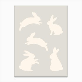 Lucky Bunny Grey & White Canvas Print