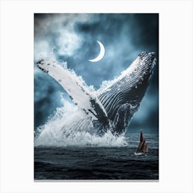 Giant Blue Whale In Ocean Canvas Print