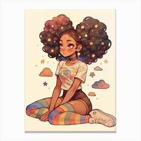 Black Girl With Afro Canvas Print