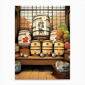 Sake Barrels Japanese 8 Canvas Print