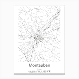 Montauban,France Minimalist Map Canvas Print