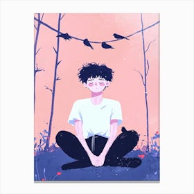 Boy Meditating Canvas Print