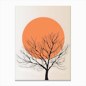 Tree Silhouette At Sunset Canvas Print