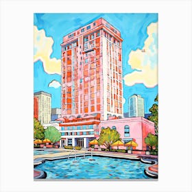 The Post Oak Hotel At Uptown Houston   Houston, Texas   Resort Storybook Illustration 2 Canvas Print