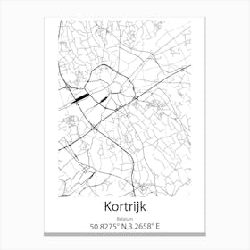 Kortrijk,Belgium Minimalist Map Canvas Print