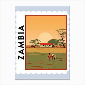 Zambia Travel Stamp Poster Canvas Print