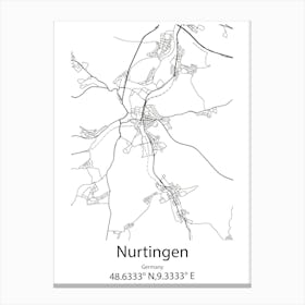 Nurtingen,Germany Minimalist Map Canvas Print