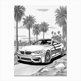 Bmw Tropical Line Drawing 2 Canvas Print