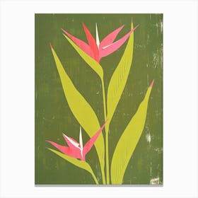 Pink & Green Bird Of Paradise 2 Canvas Print
