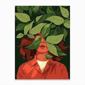 Girl With Leaves On Her Head 1 Canvas Print