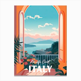 Italy Amalfi Coast Window Travel Poster 3 Canvas Print