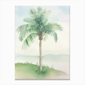 Palm Tree Atmospheric Watercolour Painting 3 Canvas Print