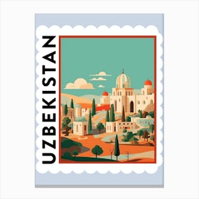 Uzbekistan Travel Stamp Poster Canvas Print