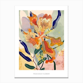 Colourful Flower Illustration Poster Peacock Flower 1 Canvas Print